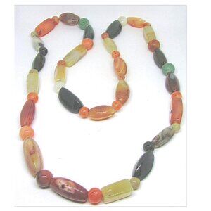 GORGEOUS NATURAL GEM STONE MULTICOLORED CHUNKY BEADED OPAL AGATE NECKLACE